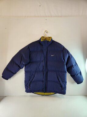 90's Nike Down / Feather Puffer Jacket Winter Blue Men's Vintage Retro Medium